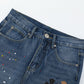CHROME HEARTS PAINT DRIP CROSS PATCH JEANS DENIM
