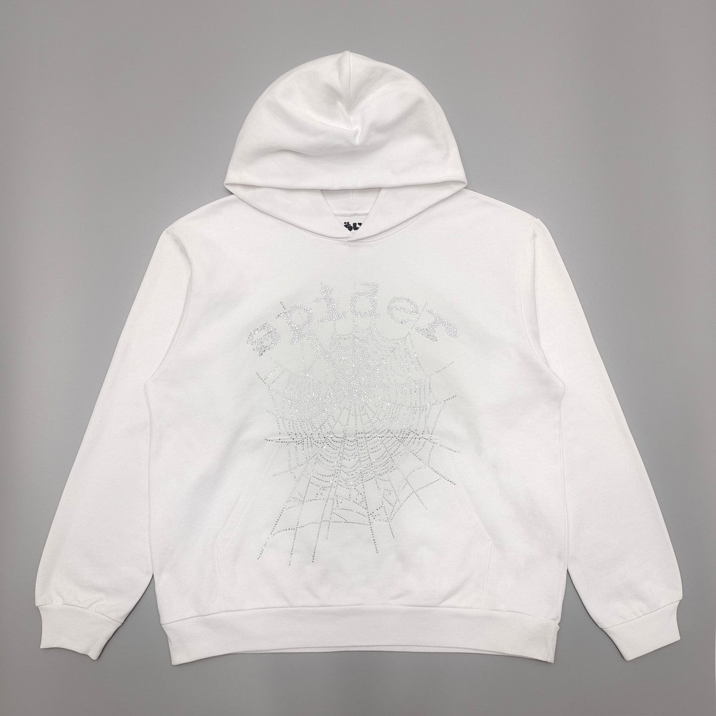 SP5DER OG RHINESTONE LOGO HOODIE WHITE