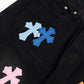 CHROME HEARTS MULTICOLOR CROSS PATCH JORTS BLACK