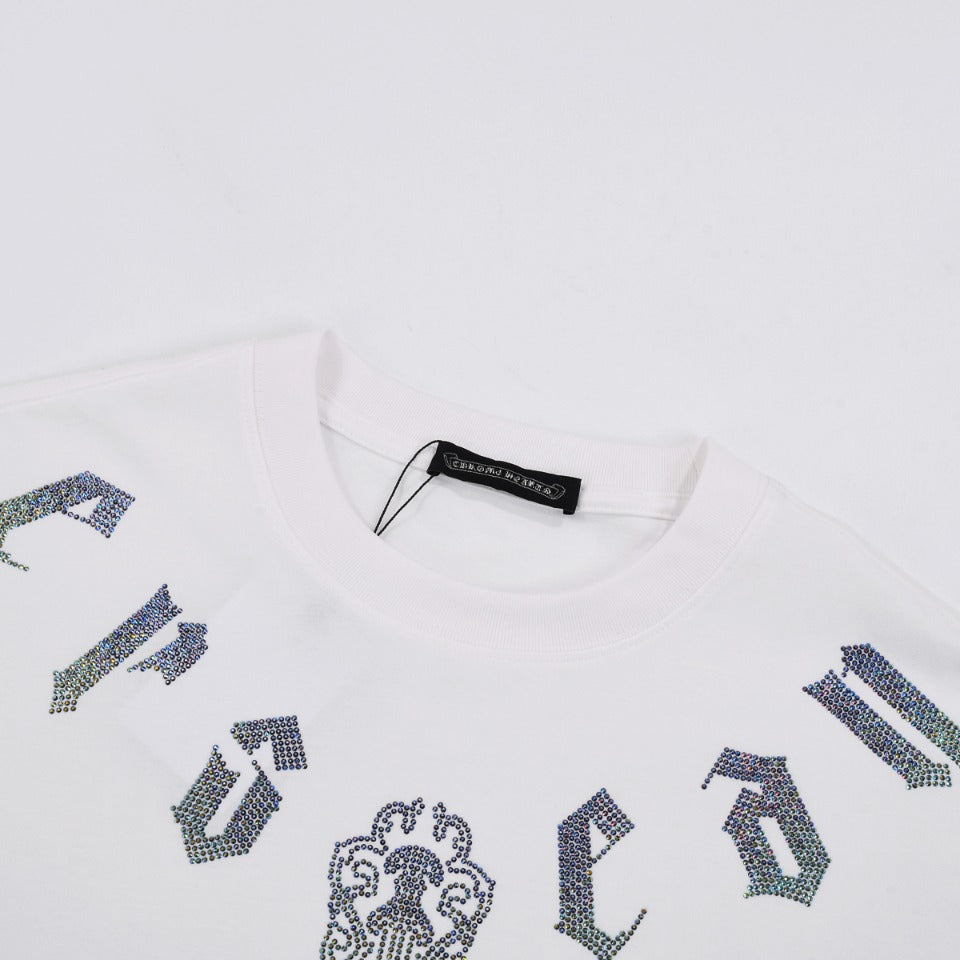 CHROME HEARTS GLITTER GRAPHIC T-SHIRT WHITE