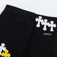 CHROME HEARTS WHITE YELLOW CROSS PATCH JEANS BLACK