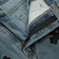 CHROME HEARTS BLACK CROSS PATCH JORTS WASHED DENIM