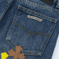 CHROME HEARTS PAINT DRIP CROSS PATCH JEANS DENIM