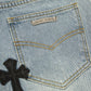 CHROME HEARTS CROSS PATCH JEANS VINTAGE BLUE