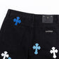 CHROME HEARTS BLUE CROSS PATCH JEANS BLACK