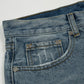 CHROME HEARTS CROSS PATCH BLACK EDGE JORTS WASHED DENIM