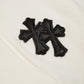 CHROME HEARTS BLACK CROSS PATCH HOODIE WHITE