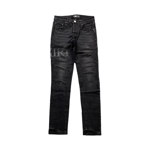 AMIRI CORE APPLIQUE BLACK LEATHER JEANS