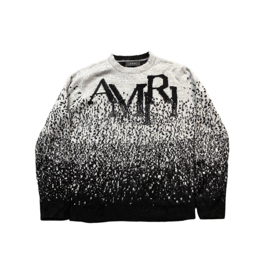 AMIRI STAGGERED GRADIANT CREWNECK GREY