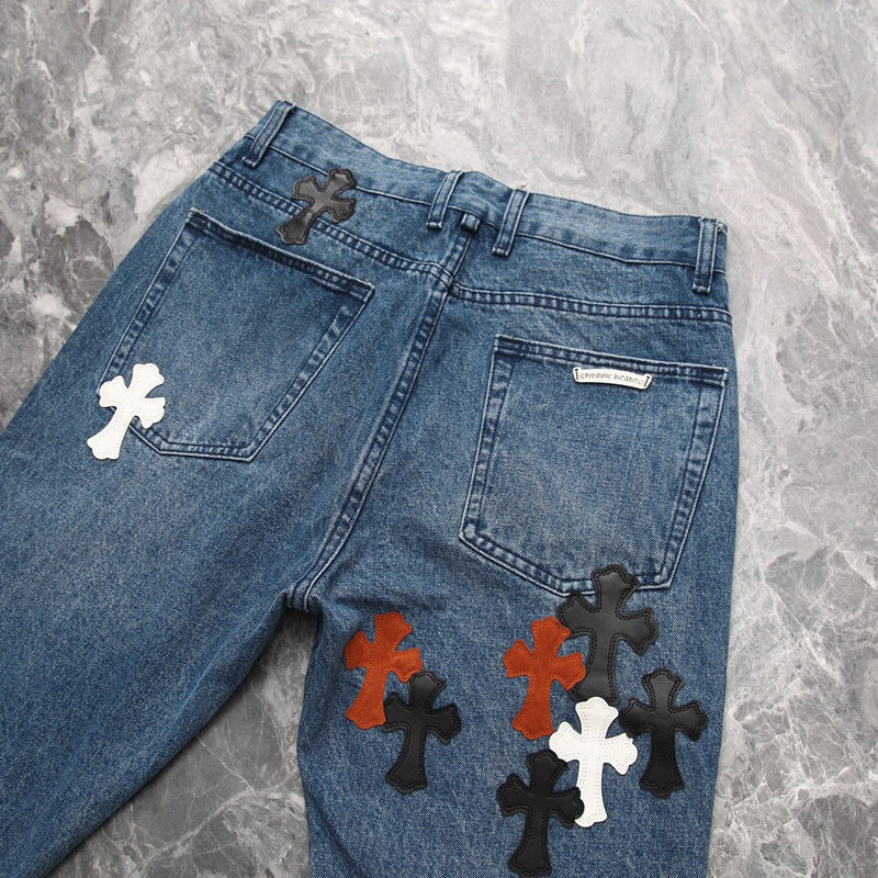 CHROME HEARTS 3 COLOR CROSS BLUE JEANS