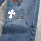 CHROME HEARTS 3 COLOR CROSS BLUE JEANS
