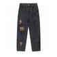 CHROME HEARTS BROWN CROSS PATCH JEANS BLACK