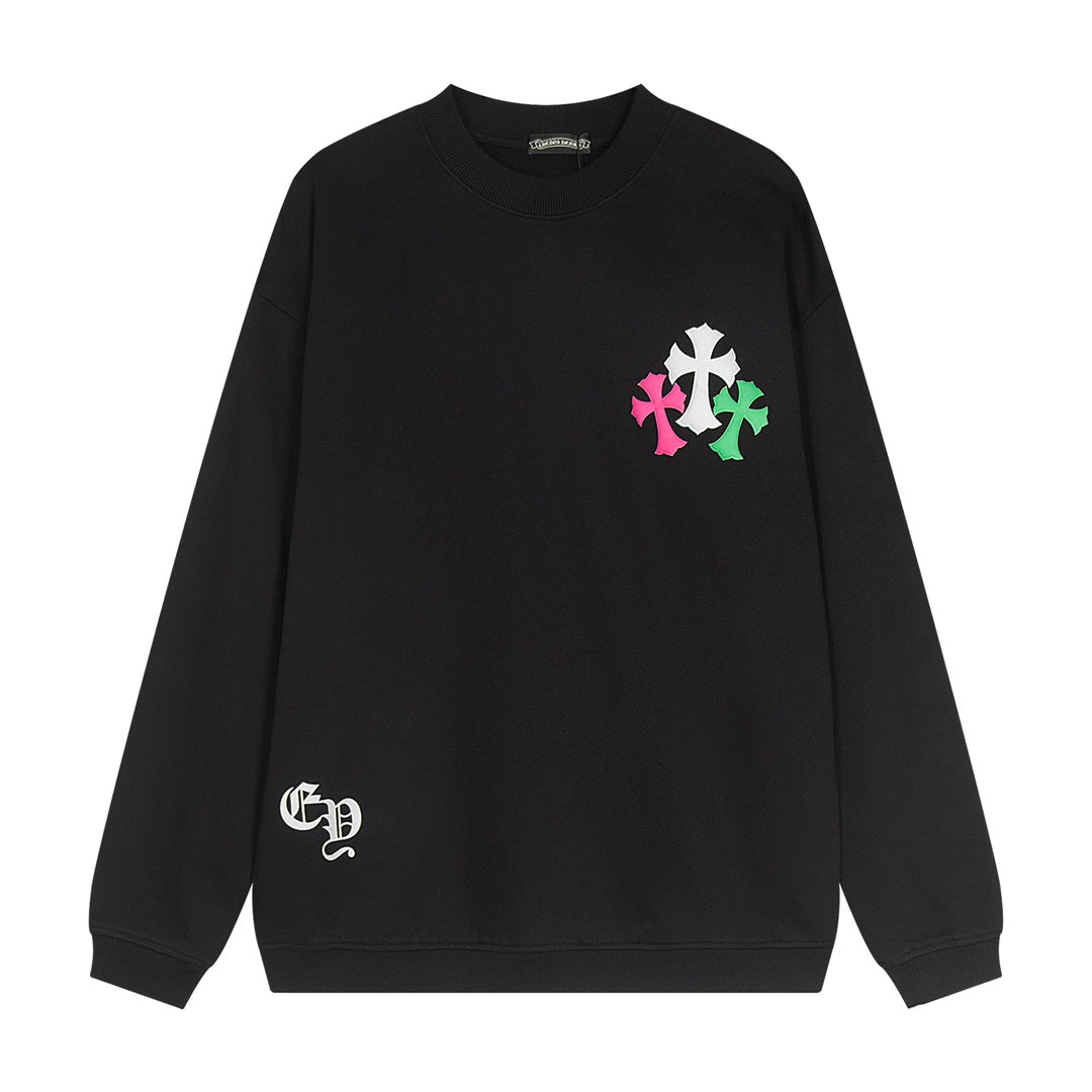 CHROME HEARTS COLORED CROSS HORSE SHOE LOGO SWEATSHIRT BLACK