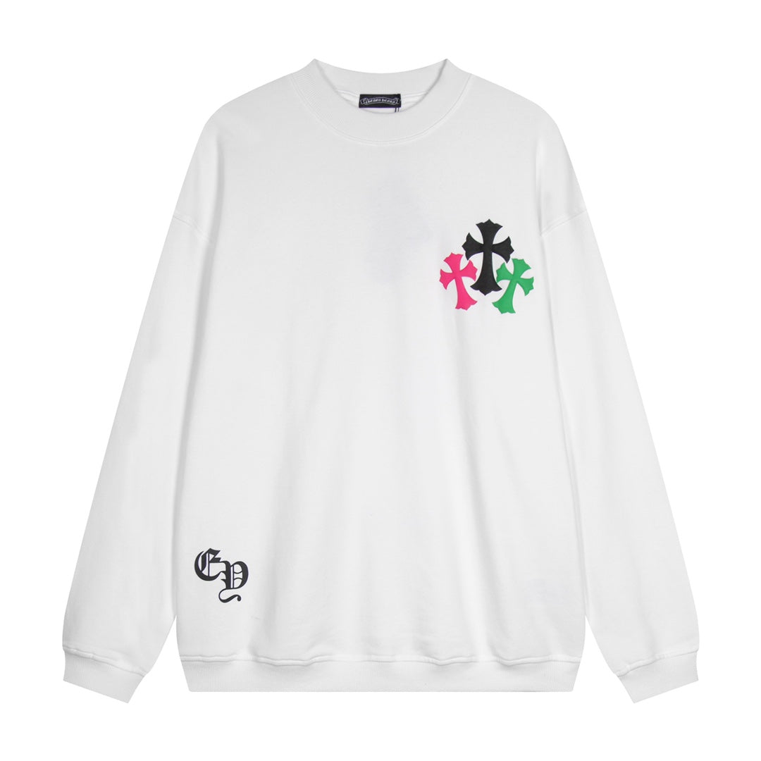 CHROME HEARTS COLORED CROSS HORSE SHOE LOGO SWEATSHIRT WHITE