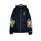 CHROME HEARTS MULTICOLOR CROSS PATCH ZIPPER HOODIE BLACK