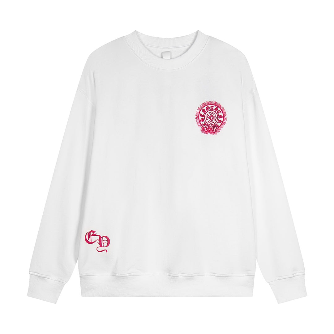 CHROME HEARTS PINK HORSE SHOE LOGO SWEATSHIRT WHITE