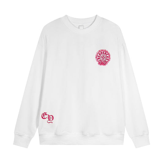 CHROME HEARTS PINK HORSE SHOE LOGO SWEATSHIRT WHITE