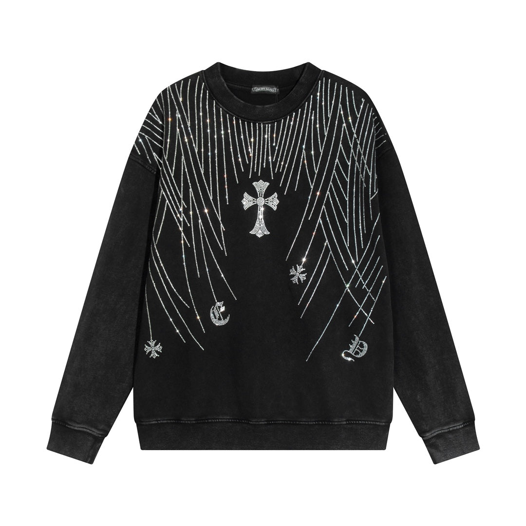 CHROME HEARTS RHINESTONE DESIGN SWEATSHIRT BLACK