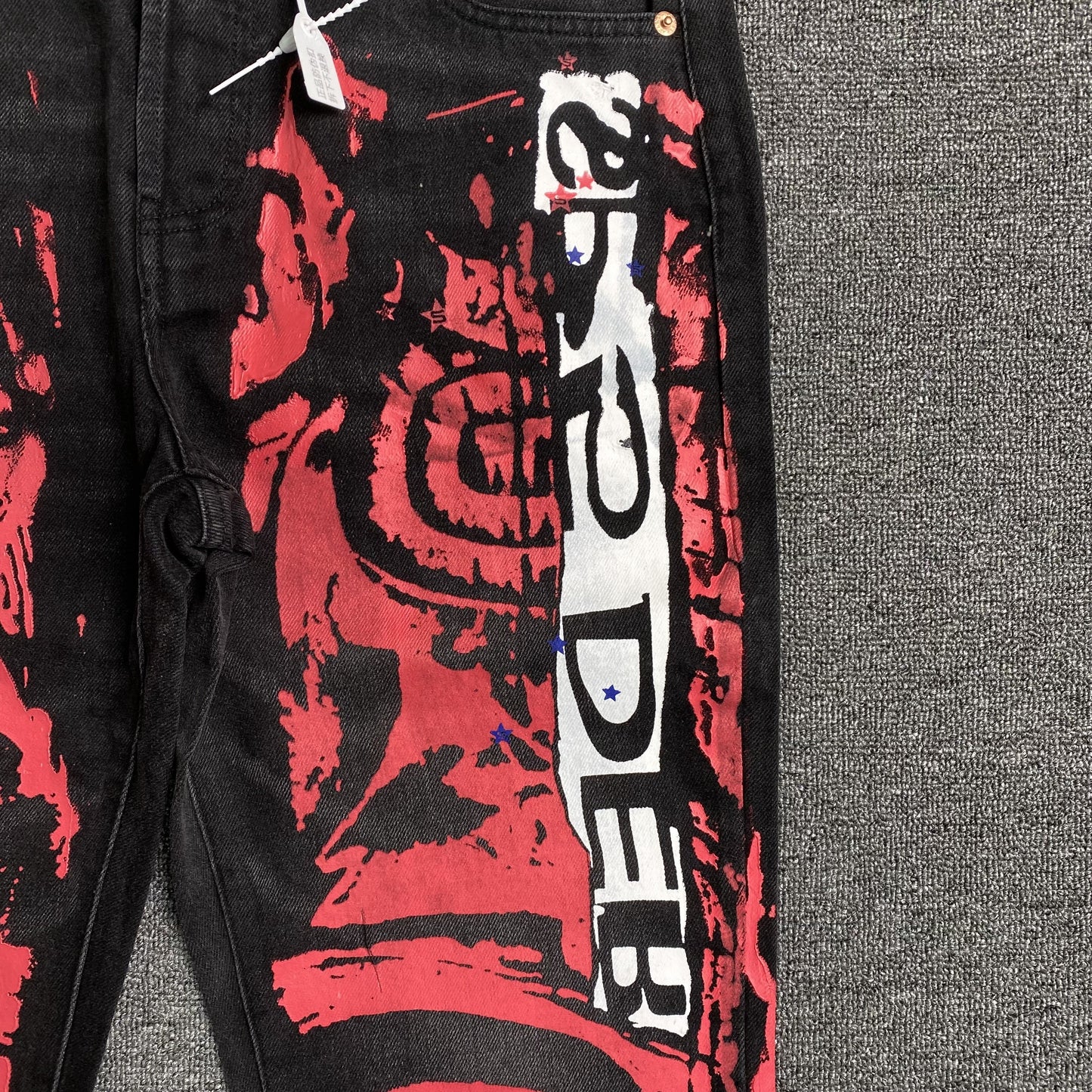 SP5DER PAINTED MOTO DENIM BLACK