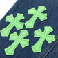 CHROME HEARTS GREEN CROSS PATCH JEANS DENIM