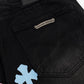 CHROME HEARTS MULTICOLOR CROSS PATCH JORTS BLACK