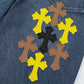 CHROME HEARTS PAINT DRIP CROSS PATCH JEANS DENIM