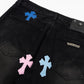 CHROME HEARTS MULTICOLOR CROSS PATCH JORTS BLACK